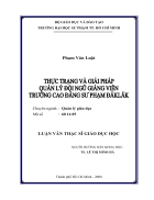 Thực trạng và giải pháp quản lý đội ngũ giảng viên trường Cao đẳng sư phạm ĐăkLăk