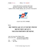 Phần mềm Quản lý dược phẩm bệnh viện quận 2