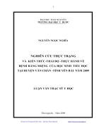 Nghien cuu thuc trang va kien thuc thai do thuc hanh ve benh rang mieng cua hoc sinh tieu hoc tai huyen van chan tinh yen bai nam 2009