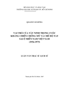 Vai trò của Tây Ninh trong cuộc kháng chiến chống Mỹ và chế độ tay sai ở miền Nam Việt Nam 1954 1975