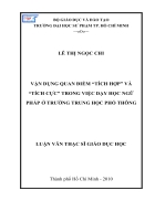 Vận dụng quan điểm tích hợp và tích cực trong việc dạy học ngữ pháp ở trường trung học phổ thông