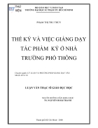 Thể ký và việc giảng dạy tác phẩm ký ở nhà trường phổ thông