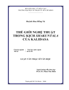 Thế giới nghệ thuật trong kịch shakuntala của kalidasa