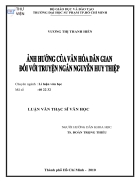 Ảnh hưởng của văn hóa dân gian đối với truyện ngắn Nguyễn Văn Thiệp