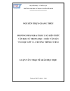 Phương pháp khai thác các kiến thức văn học sử trong đọc hiểu văn bản văn học lớp 11 chương trình cơ bản