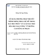 Sử dụng phương pháp thuyết trình nhóm theo chủ đề trong dạy học phần Lý luận dạy học hóa học đại cương ở trường CĐSP