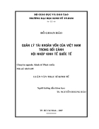 Quản lý khoản vốn của Việt Nam trong bối cảnh hội nhập kinh tế Quốc tế