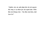 Nghiên cứu các giải pháp bảo tồn tài nguyên thú có sự tham gia của ng ời dân ở KBTTN Hoàng Liên Văn Bàn tỉnh Lào Cai