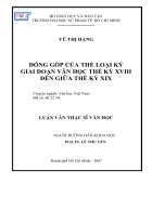 Đóng góp của thể loại ký giai đoạn văn học thế kỷ xviii đến giữa thế kỷ xix