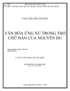 VĂN HÓA ỨNG XỬ TRONG THƠ CHỮ HÁN CỦA Nguyễn Du