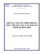 NHỮNG CHUYỂN BIẾNTRONG TIỂU THUYẾT Ma Văn Kháng THỜI KÌ ĐỔI MỚI