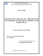 TRUYỆN NGẮN Thạch Lam TRUYỆN NGẮN PAUXTỐPXKI SỰ GẶP GỠ CỦA PHONG CÁCH NGHỆ THUẬT