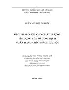 Giải pháp nâng cao chất lượng tín dụng tại Sở giao dịch ngân hàng chính sách xã hội 1