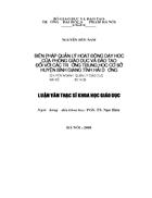 Luận văn về Biện pháp quản lý hoạt động dạy học của phòng giáo dục và đào tạo đối với các trường trung học cơ sở huyện Bình Giang tỉnh Hải Dương