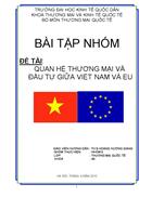 Quan hệ thương mại và đầu tư giữa việt nam và eu