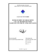 Đánh giá hiệu quả hoạt động câu lạc bộ Khuyến nông tại huyện Tân Phước tỉnh Tiền Giang