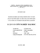 Đánh giá hiệu quả hoạt động đầu tư sản xuất nguyên liệu và thu mua nguyên liệu của Công ty cổ phần mía đường Lam Sơn