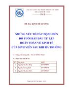 Những yếu tố tác động đến độ tuổi bắt đầu tự lập hoàn toàn về kinh tế của sinh viên sau khi ra trường