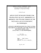 Application of house s model for translation quality assessment in assessing the english version of the vietnam s law on investment no 59 2005 qh