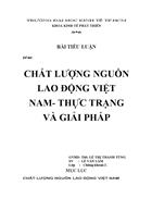 Chất lượng nguồn lao động Việt Nam thực trạng và giải pháp 1