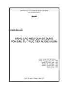 Nâng cao hiệu quả sử dụng vốn đầu tư trực tiếp nước ngoài