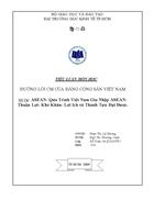 ASEAN qúa trình Việt Nam gia nhập ASEAN thuận lợi khó khăn lợi ich và thành tựu đạt được