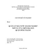 Quản lý nhà nước doanh nghiệp nhỏ và vừa trên địa bàn quận BÌNH THẠNH