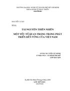 Tài nguyên thiên nhiên một yếu tố quan trọng trong phát triển bền vững của Việt Nam