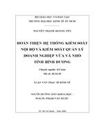 Hoàn thiện hệ thống kiểm soát nội bộ và kiểm soát quản lý doanh nghiệp vừa và nhỏ tỉnh Bình Dương