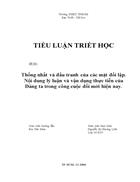 Thống nhất và đấu tranh của các mặt đối lập Nội dung lý luận và vận dụng thực tiễn của Đảng ta trong công cuộc đổi mới hiện nay