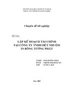 Lập kế hoạch tài chính tại công ty TNHH DỆT NHUỘM IN BÔNG TƯỜNG PHÁT 1