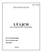 Mẫu lý lịch người xin vào đảng