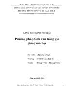 Phương pháp bình văn trong giờ giảng văn học