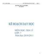 Kê hoạch dạy học Địa 7 thoe chuẩn KTKN