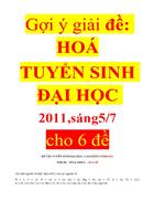 2011 Gợi ý giải HOÁ cho6đề TUYỂN SINH ĐẠI HỌC