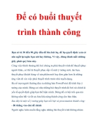 Để có buôi thuyết trình thành công