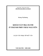 Khảo sát địa danh ở Thành phố Thái Nguyên