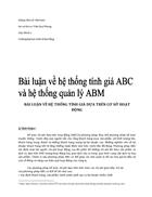 Hệ thống tính giá ABC Activity Based Costing