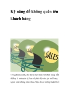 Kỹ năng để không quên tên khách hàng