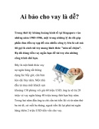 Ai bảo cho vay là dễ