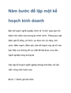 Năm bước để lập một kế hoạch kinh doanh