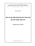 Luận văn thạc sĩ ngữ văn MỘT VÀI ĐẶC ĐIỂM NGÔN NGỮ CỦA THÀNH NGỮ GỐC HÁN TRONG TIẾNG VIỆT