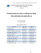 Khủng hoảng nợ công và những tác động đến tình hình tài chính tiền tệ