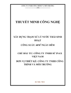 Thuyết minh công nghệ Xây dựng trạm xử lý nước thải sinh hoạt công suất 60m3 ngày tại công ty tnhh sứ inax việt nam