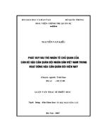 Phát huy vai trò nhân tố chủ quan của cán bộ hậu cần Quân đội nhân dân Việt Nam trong hoạt động hậu cần quân đội hiện nay