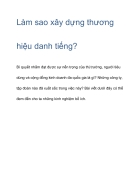 Làm sao xây dựng thương hiệu danh tiếng