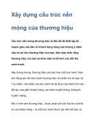 Xây dựng cấu trúc nền móng của thương hiệu