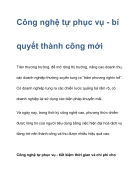 Công nghệ tự phục vụ bí quyết thành công mới