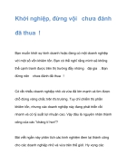 Khởi nghiệp đừng vội chưa đánh đã thua