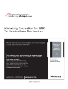 Marketing Inspiration 2003 Top Marketers Reveal Their Learnings